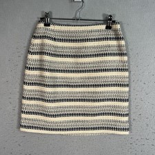 Banana Republic Heritage Collection Ivory Navy Blue Textured Pencil Skirt 0