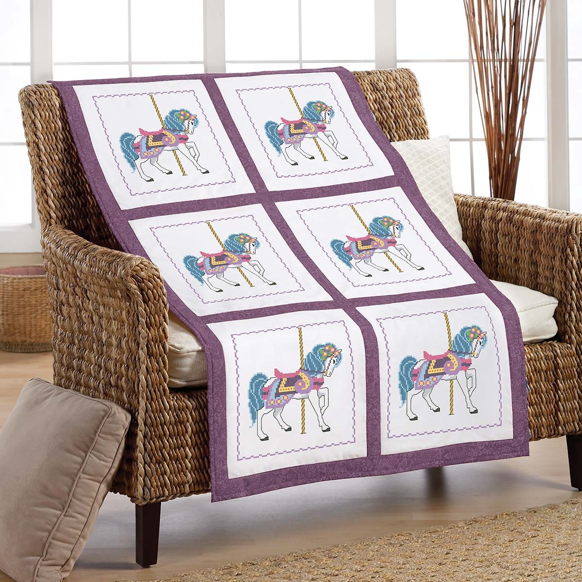 Herrschners&reg; Carousel Quilt Blocks Stamped Cross-Stitch
