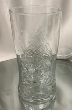 Arcoroc Holly Tree Clear Glass Embossed 6” Highball Christmas Vintage