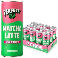PerfectTed Strawberry Matcha Latte RTD, Ceremonial Grade Japanese, 12 x 250ml C