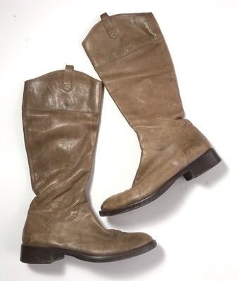 Brunello Cucinelli Classic Taupe Brown Leather Riding Boots Womens 41 Equestrian