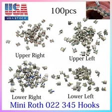 100Pcs Dental Orthodontic Brackets Braces In Bulk Metal Mini Roth.022 Hooks 345