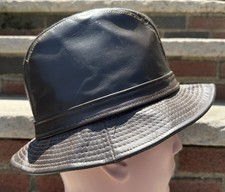 Vintage United Hatters Cap Millinery Wokers Hats Brown Leather Fedora USA