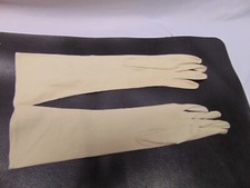 Vintage long cloth Women's beige Gloves size 7 16" long