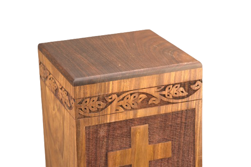 Wood Urn Box Cross Design KS Personalized Memorial Cremation For Pet Human Ashes - Picture 3 of 6