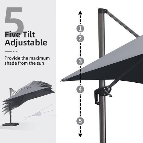 Purple Leaf 3X3 M Large Cantilever Umbrella Outdoor, Patio Umbrella with Crank H - Picture 6 of 9