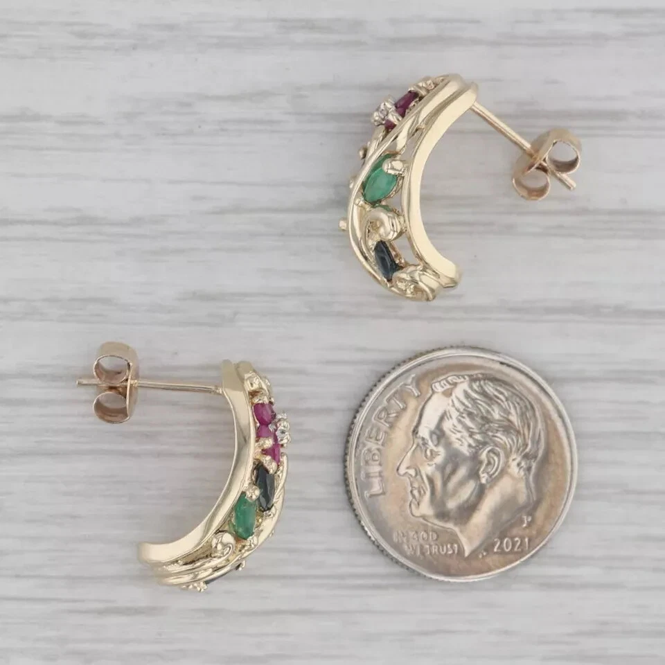 Pendiente ovalado simulado de rubí rojo de 2,0 quilates enchapado en oro amarillo de 14 quilates Foto 4 de 4