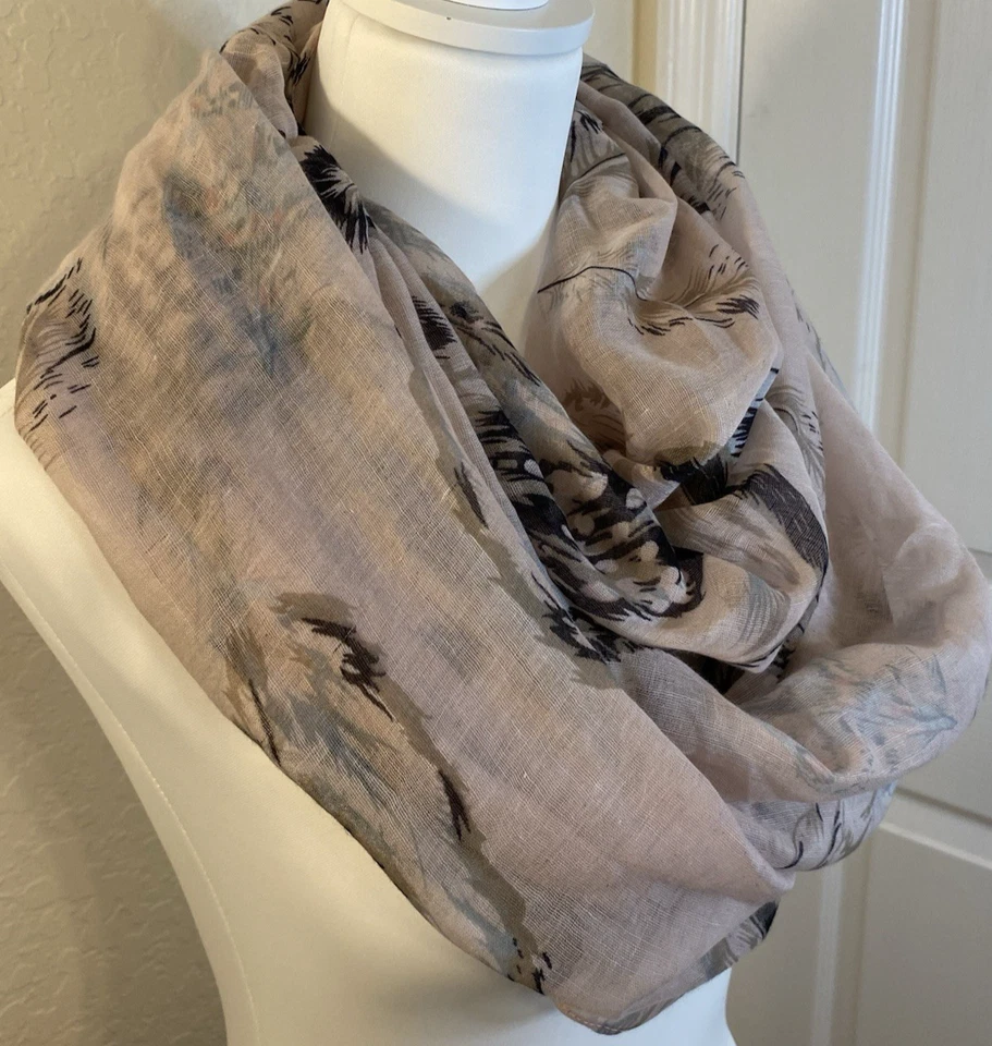 Mujer Claro Pétalo Rosa Cuello Infinito Bufanda Estampada Plumas Hada Verano Elegante Foto 2 de 4