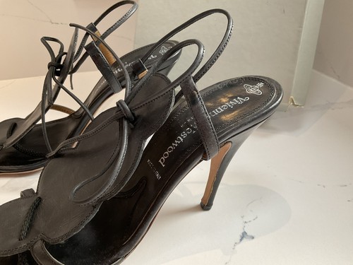 Vivienne Westwood Schwarz Leder Riemchen Heels Sandalen Größe EU 39 UK 5 Designer - Bild 6 von 15