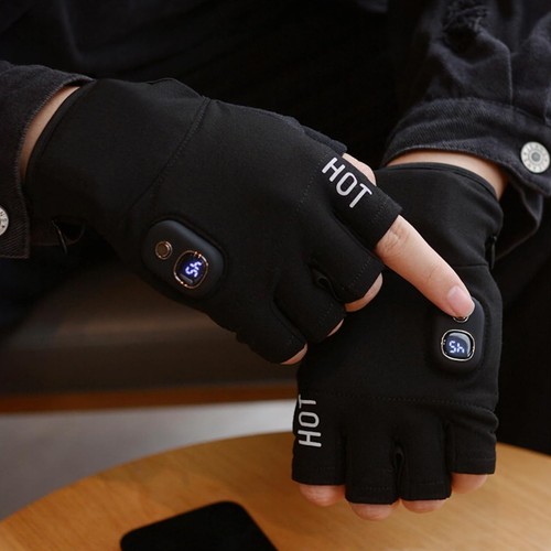 Heated Gloves Electric Heated Motorcycle Fingerless Gloves 3 Temperature Setting - Picture 12 of 12