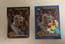 2024 Topps Series 1 #237 Jake Cronenworth Padres Blue Foil 325/999 & Base Card 