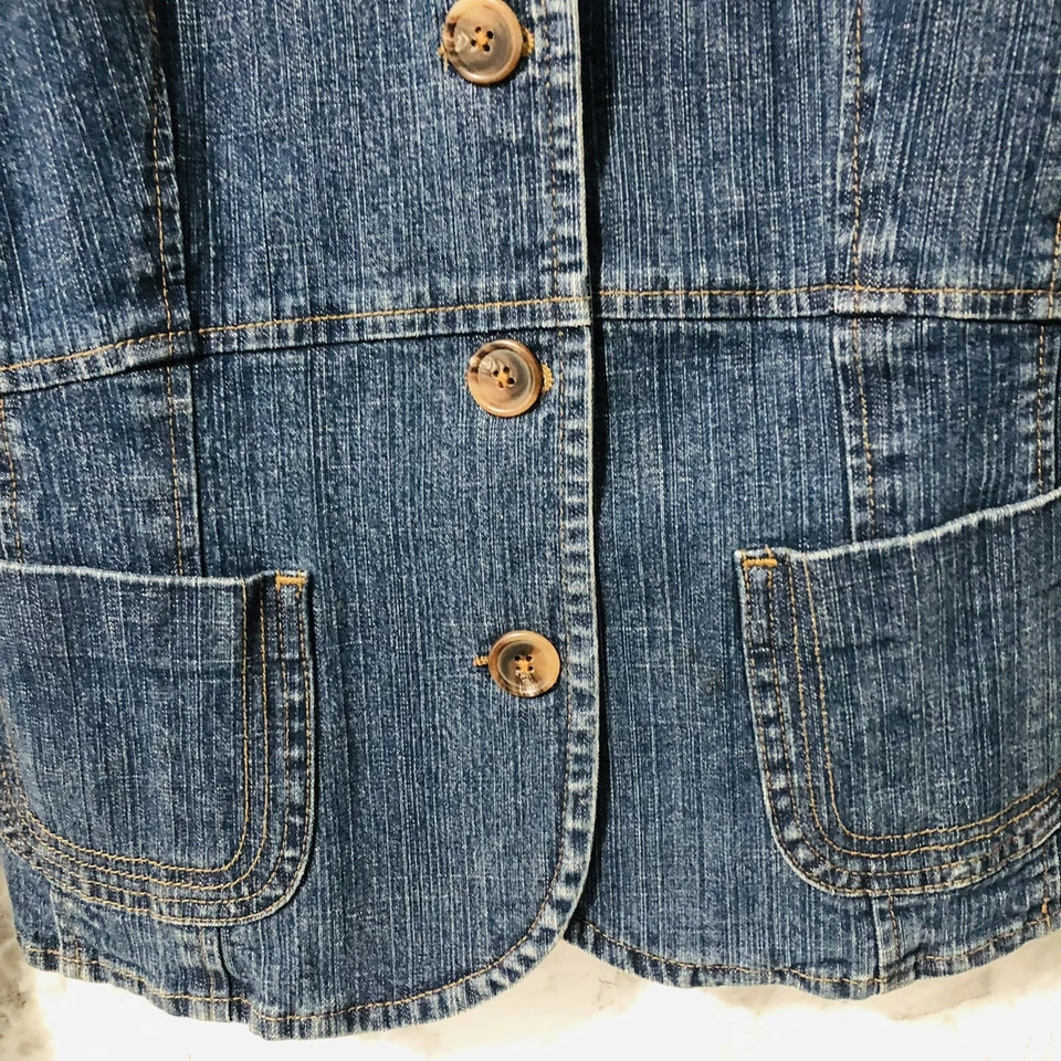 Ann Taylor Loft 修身牛仔夹克牛仔女式 6 码 — 第 2/4 张图片