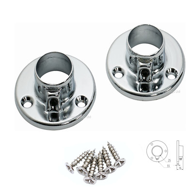 Garderobenstange Stange Steckdose Ende Träger Winkel Ringe verchromt 25 mm Menge 2