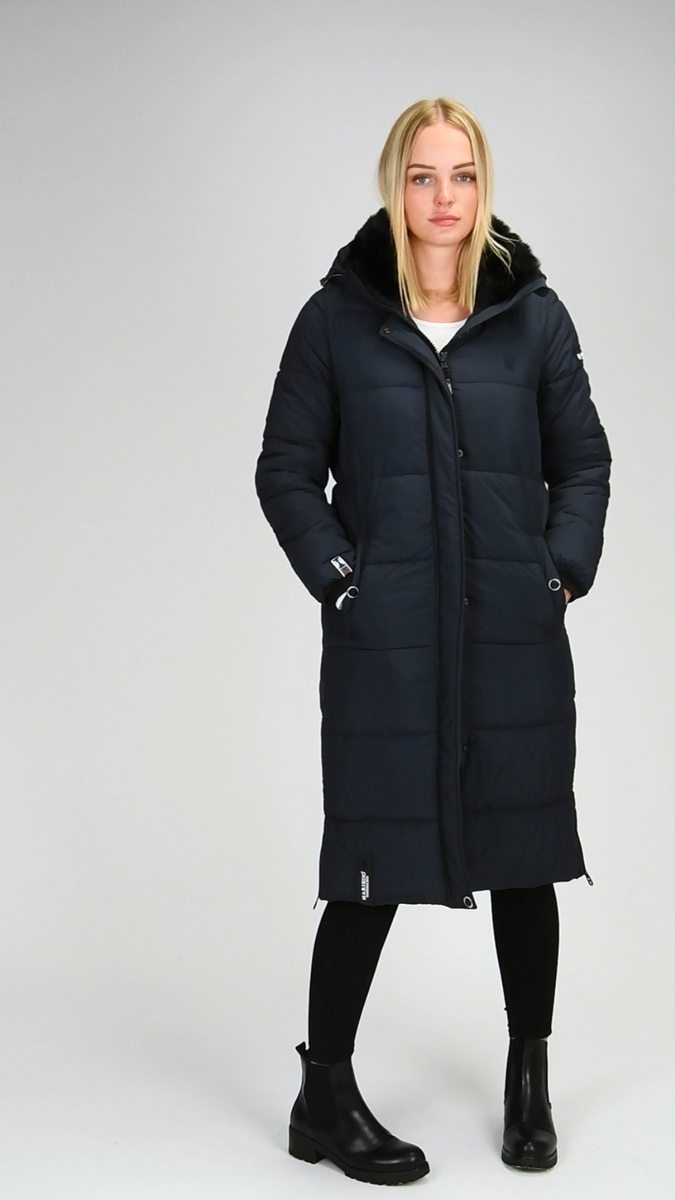 Winterparka Damen Marikoo Parka Mit Kunstfell Schwarz Marikoo