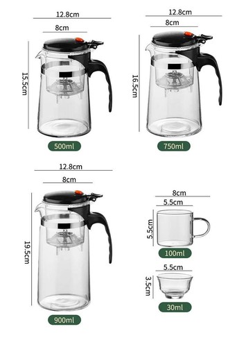 Hmlove Teiera Vetro Resistente al Calore Puer Bollitore Infusore Tè Filtro Alto Borosilico - Foto 16 di 29