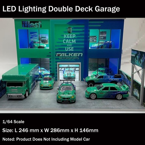 Assemble Diorama 1/64 LED Lighting Double Deck Garage Model Car Station Gifts