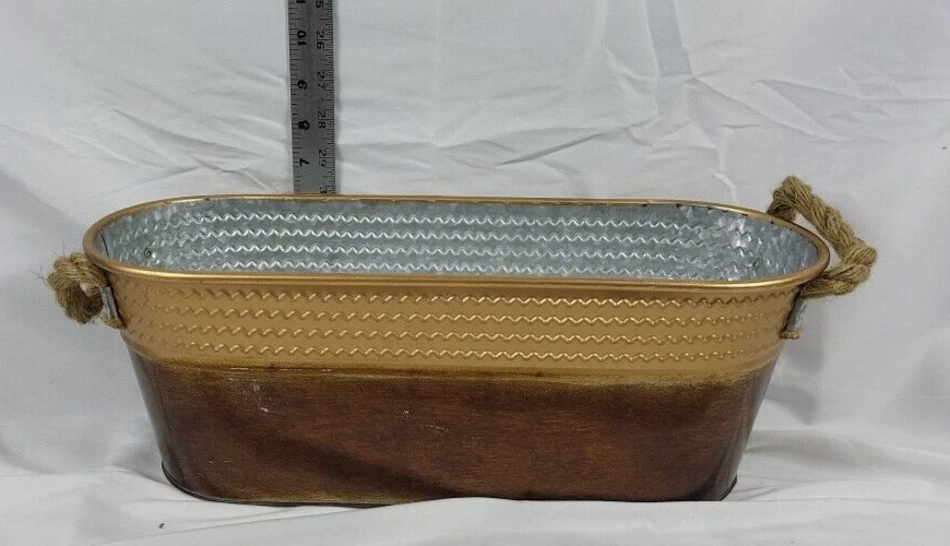 Versatile Copper Window Flower Boxes -rope handles rustic two tone - Image 4 of 4