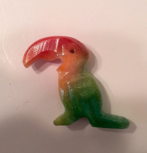 Set Of 4 Hand carved Stone Multi Colored Dolphin, Seahorse, Fish, Tucane - Picture 4 of 6