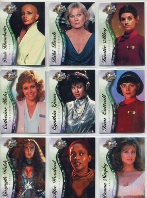 STAR TREK CINEMA 2000 FEMALE GUEST STAR CARDS F1 bis F9 SET / SINGLES SKYBOX