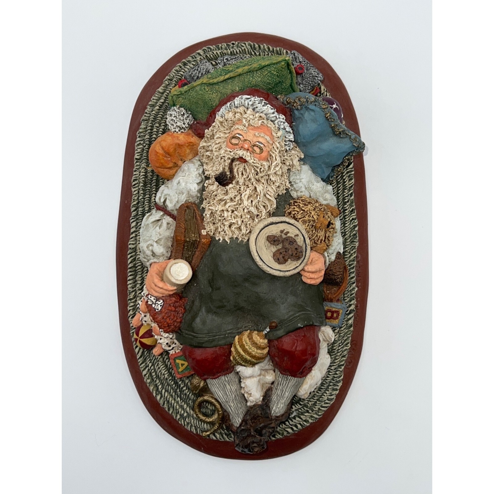 June McKenna 40 Winks Milk Cookies Sleeping Santa VTG 1991 12”x 7.5” signed 616R
