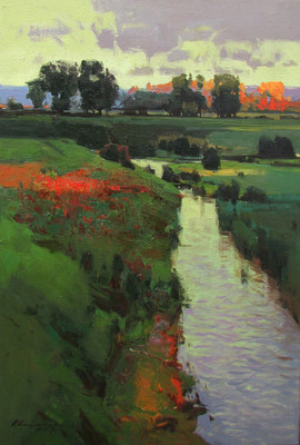 NEU VYTAUTAS LAISONAS ORIGINAL LEINWAND ''Der Herbst kommt'' Landschaft ÖLGEMÄLDE