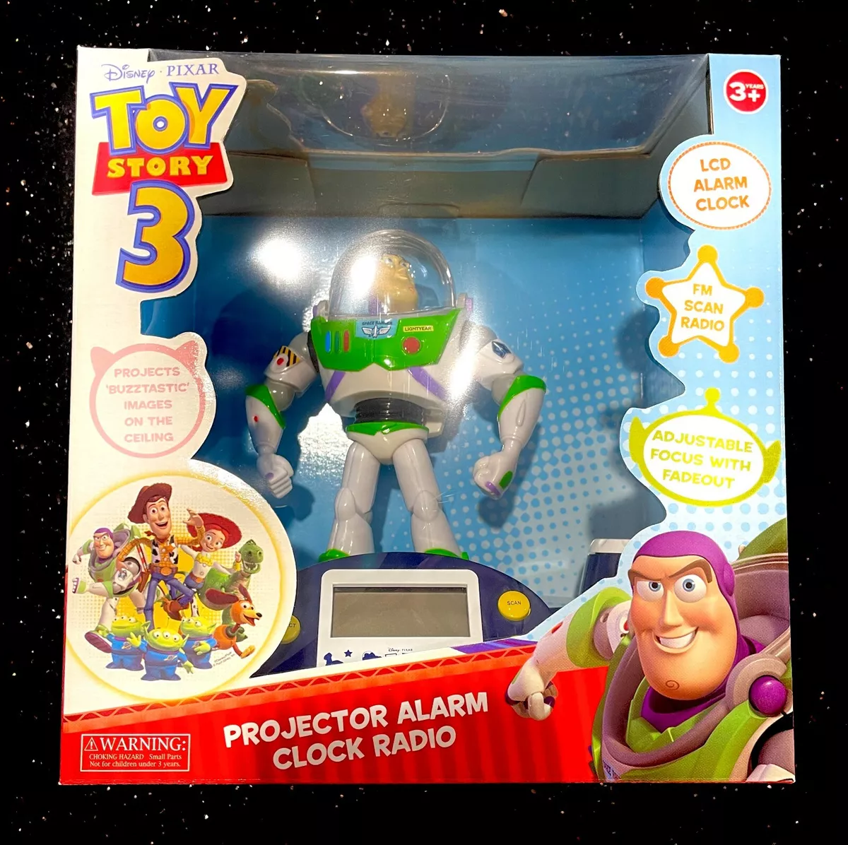 Buzz Lightyear Ceiling Projector Alarm Clock Radio Toy Story Disney Pixar RARE
