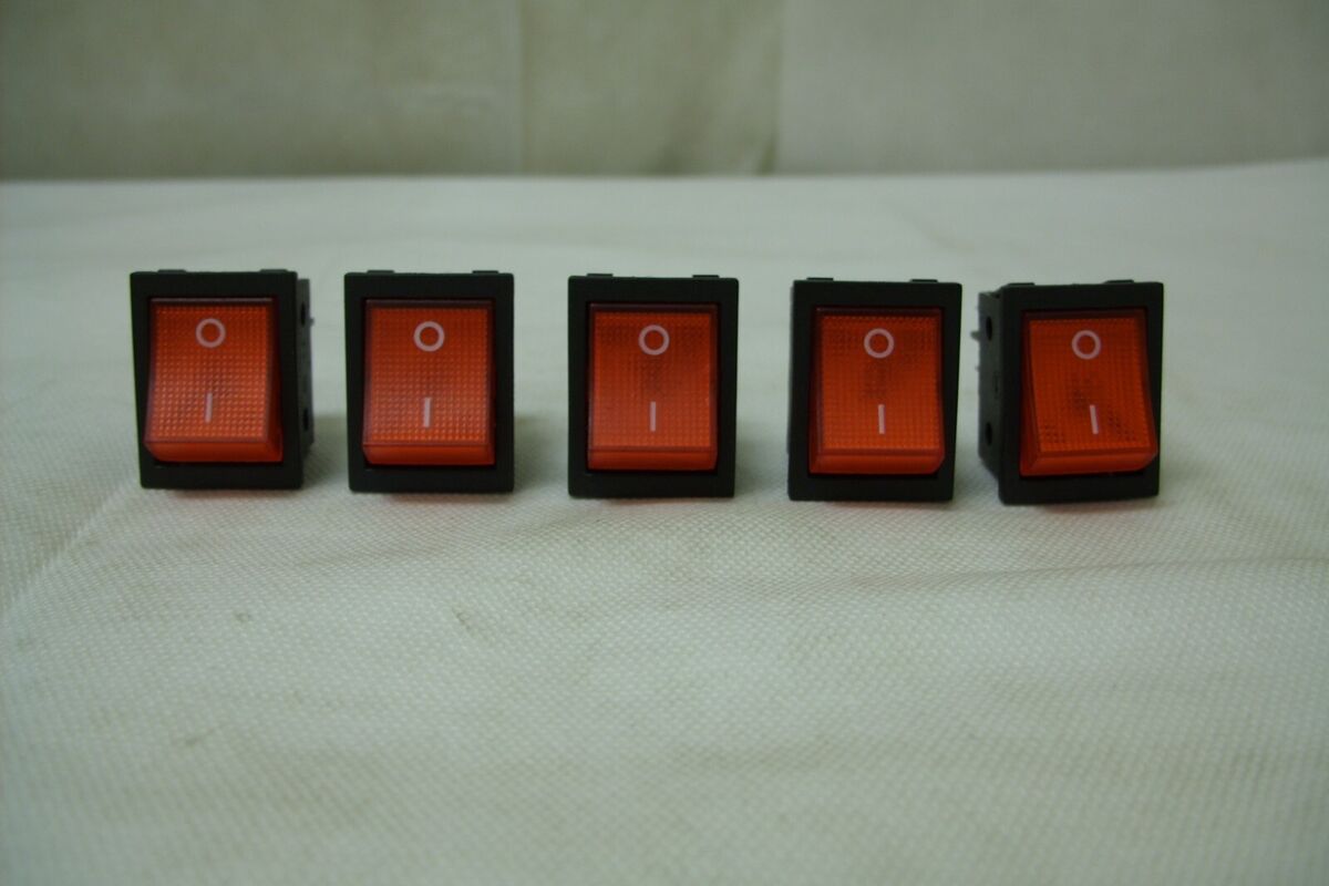 ZXI CQC - ON/OFF Red Rocker Switch - KCD4 - 125/250VAC 10/16A - Lot Of 5 - NOS ZXI CQC - ON/OFF Red Rocker Switch - KCD4 - 125/250VAC 10/16A - Lot Of 5 - NOS