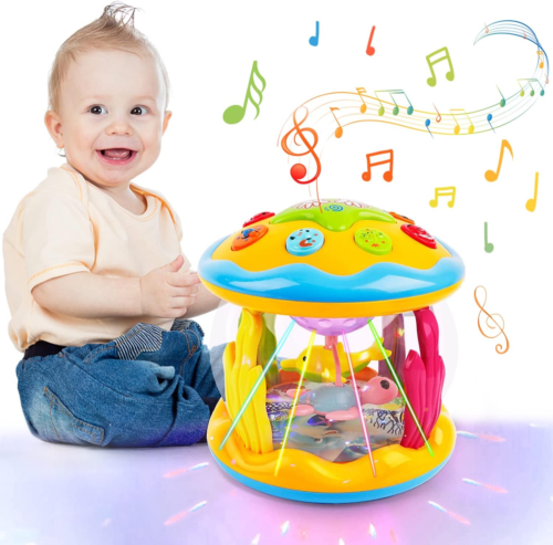 Baby Toys 6 to 12 Months Ocean Projector Baby Light up Toys Musical Tummy Time I