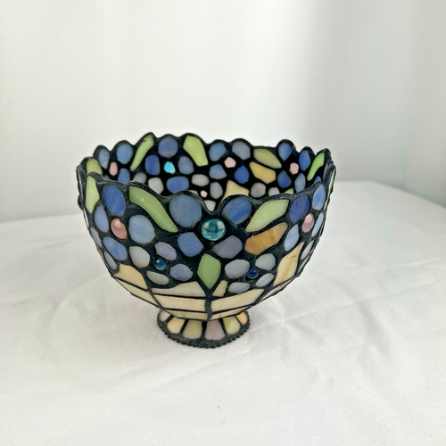 Partylite Tea Light Lamp Tiffany Style Hydrangea Stained Glass Shade only 6"