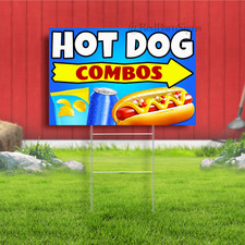 Hot Dog Combos Indoor Outdoor Yard Sign