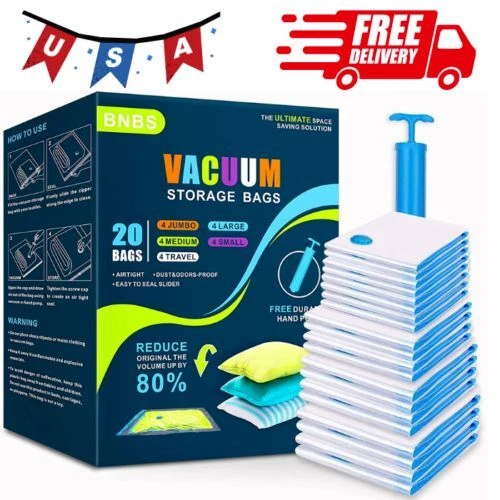 20 PACK VACUUM STORAGE BAGS BNBS SPACE SAVER BAGS FOR CLOTHES