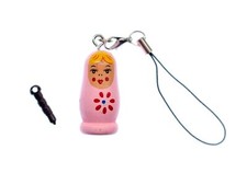 Babushka Mobile Phone Charm Miniblings Mobile Jewelry Wooden Doll Painted Pink