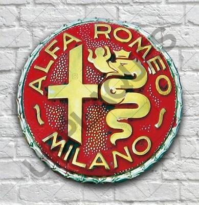 ALFA ROMEO BADGE 2FT LARGE GARAGE SIGN WALL PLAQUE CLASSIC CAR 1947-1948 MANCAVE - Image 1 of 4