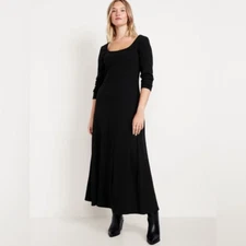 Old Navy Women's Fit & Flare Ribbed Maxi Dress Many sizes Black