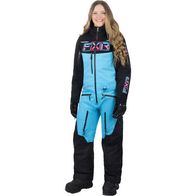 FXR Snowmobile Womens Maverick F.A.S.T. Insulated Mono - Black/Sky Blue/E Pink