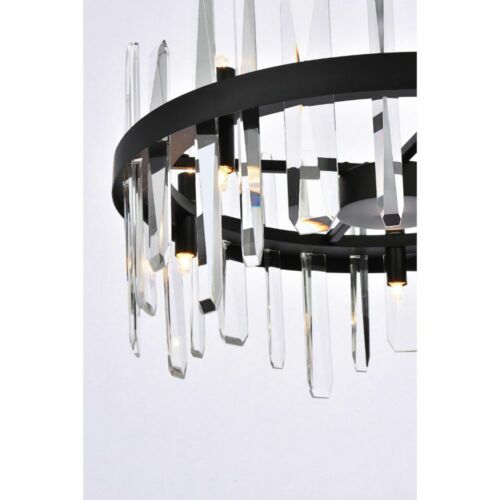 Modern Crystal Chandelier Black Living Dining Room Lighting Fixture 10 Light 20" - Picture 6 of 9