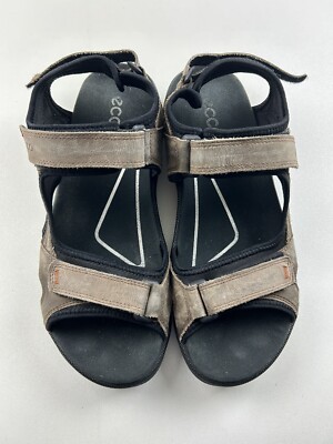 ECCO Yucatan Sandals Mens Size 11 Brown Leather Hook & Loop Walking Comfort Ecco Yucatan Sandals Brown/Black Leather Hiking Walking Mens  main image 4