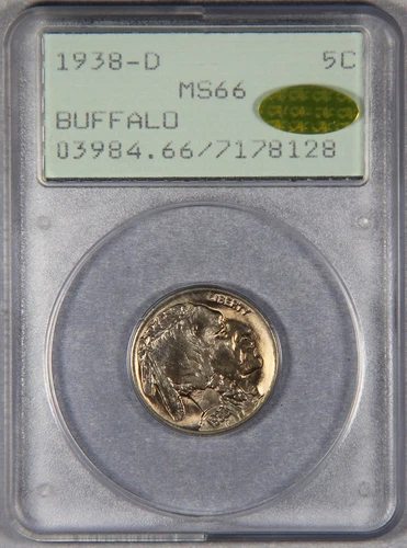 1938-D Buffalo Nickel PCGS MS66 RATTLER OGH GOLD CAC ULTRA RARE!!!