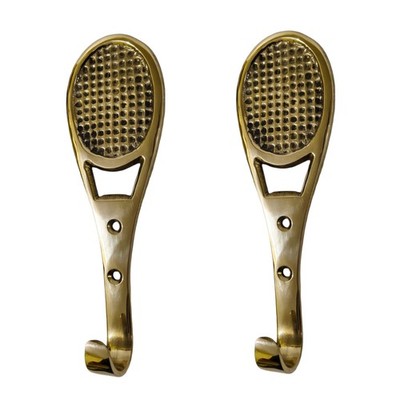 Solid Brass Tennis Racket Wall Hooks SET OF 2 PCS Coat Hook Key Hanger