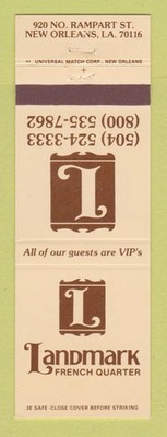 Matchbook Cover - Landmark French Quarter New Orleans LA