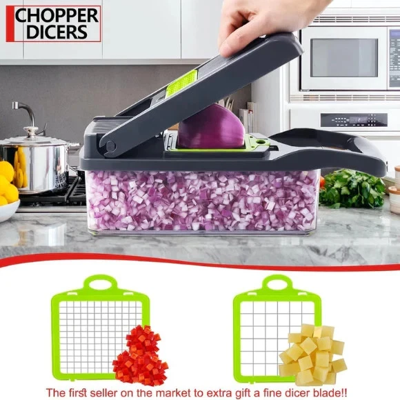 Professional Compact Vegetable Chopper, Food Cutter Chopper Mandoline Slicer 9