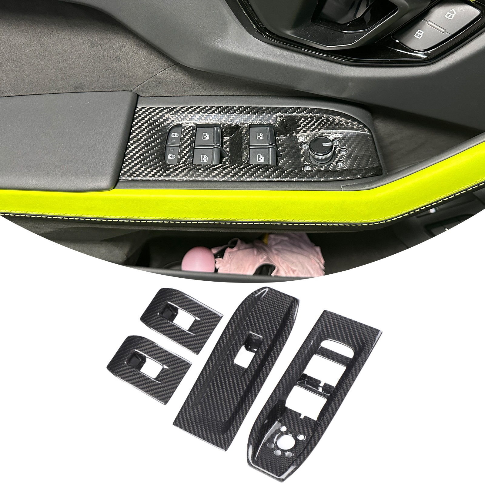 Fits 2018-2025 Lamborghini Urus Window Lift Switch Trim Cover Real Carbon Fiber
