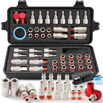 48 Pcs Quick Connect Hose Fittings 1/4'' NPT Air Coupler & Plug Kit,360 Degree...