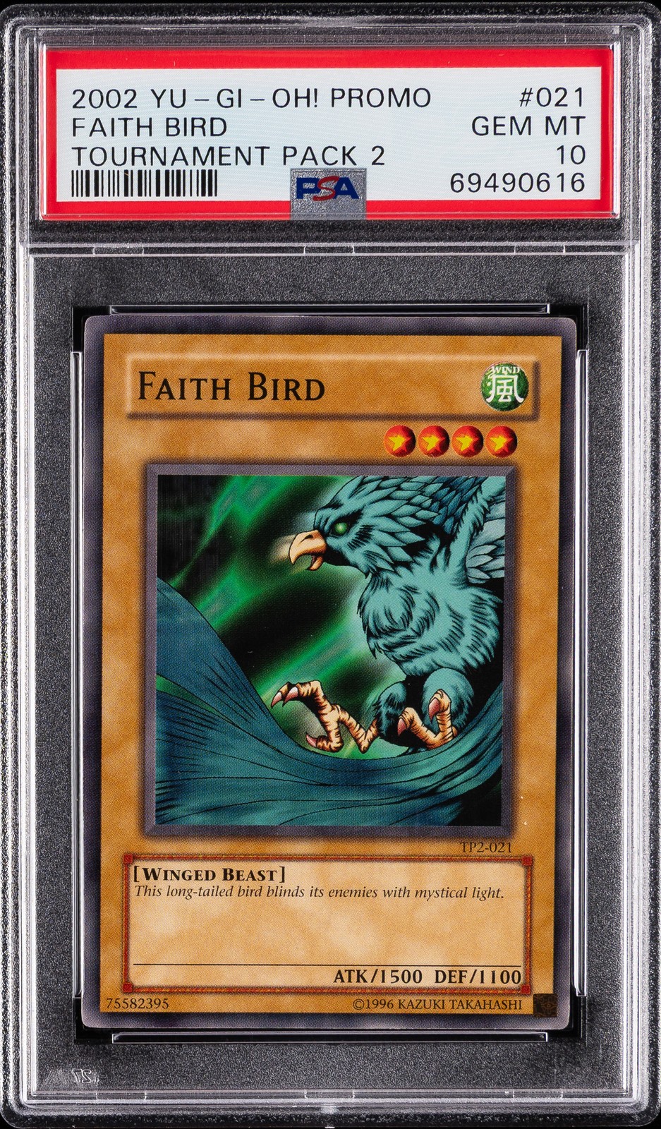 2002 YU-GI-OH! PROMO TP2-TOURNAMENT PACK 2 #021 FAITH BIRD PSA 10