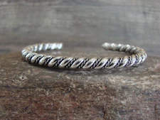 Native American Navajo Indian 3/16" Twisted Sterling Silver Bracelet by Tahe
