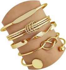 IFKM Gold Bangle Bracelets For Women, 14k Plated Multi Layer Stackable...