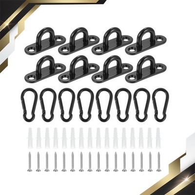 8 Set Pad Eye Plate 1.8 Inch Stainless Steel Ceiling U Hooks with Screw Black