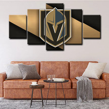 Vegas Golden Knights NHL Hockey Sports Team Logo 5 Piece Panel Canvas Wall Art
