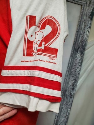 Vtg 70 s Snoopy Joe Cool Artex Raglan Shirt #12 FOOTBALL 3 Stripe Sleeve Schultz