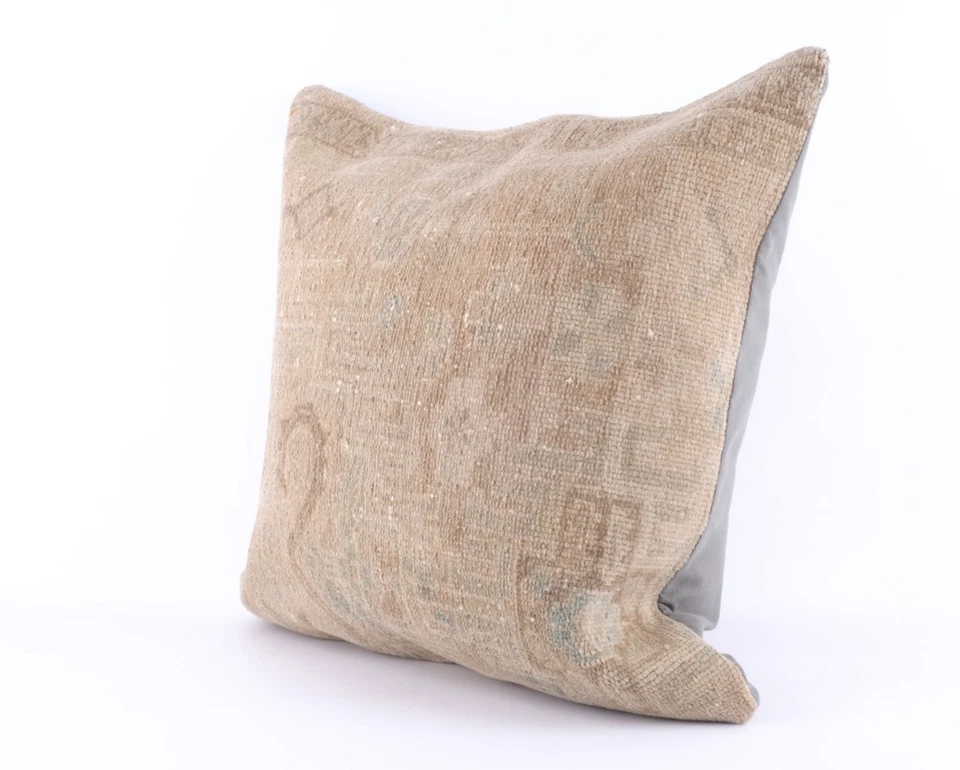 Funda de Almohada Kilim Turca Vintage 24"x24" - Funda de Cojín Boho de Lana Tejida a Mano Foto 2 de 4